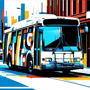 Urban Graphic Design: City Bus In Arts District With Large, Colorful