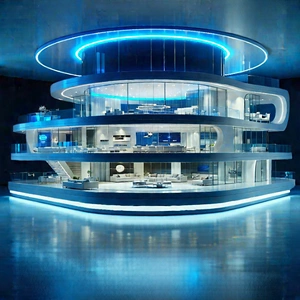 Tech Digital Art: Futuristic Smart Home With Large, Modern