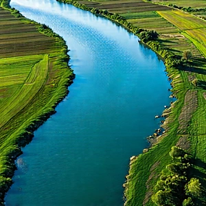 Nature Drone Photography: Aerial view of winding river