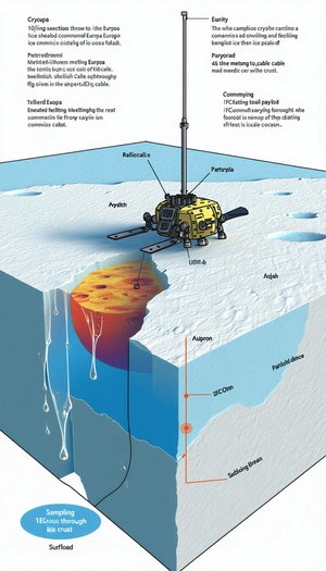 A Yellow Submarine With A Large Drill On Top Of It, Drilling Into The Ice