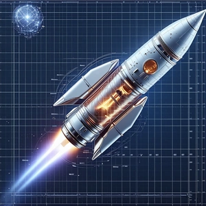 rocket shown blue white drawing