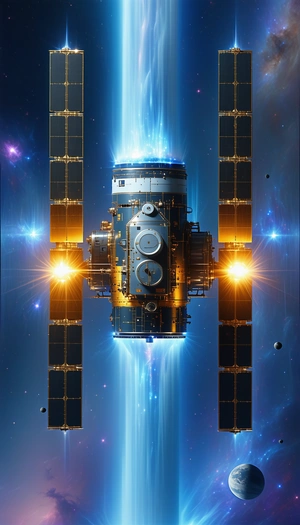 A Spacecraft With A Large Dome On Top, Floating In The Vastness Of Space