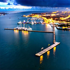 Urban Long Exposure Photography: Aerial View Of Harbor District With Harbor Several