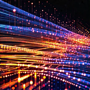Close-up of fiber optic cables
