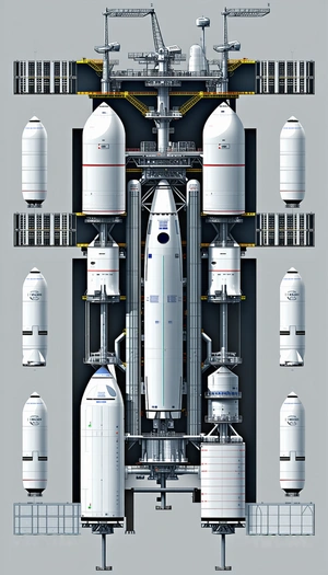 In This Image, There Is A Large White Space Shuttle That Is Being Assembled In A Factory