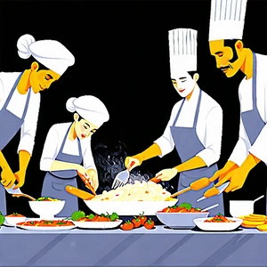 Lifestyle Acrylic Painting: Cooking Class With Diverse Friends With Image, Group