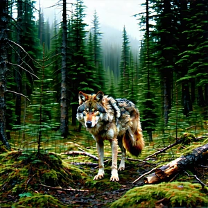 Nature Drone Photography: Wolf in forest environment