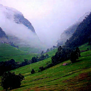 Nature Hdr Photography: Valley During Foggy Morning With Lush Green