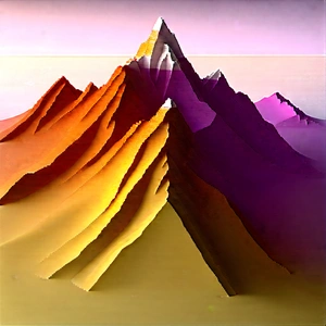 Nature Isometric Design: Aerial View Of Mountain Range With Large, Colorful