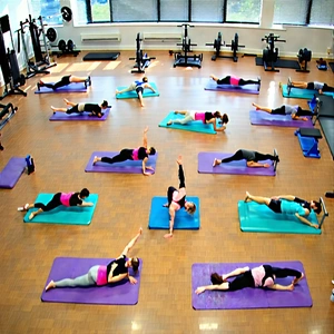 Lifestyle Aerial Photography: Pilates in fitness studio
