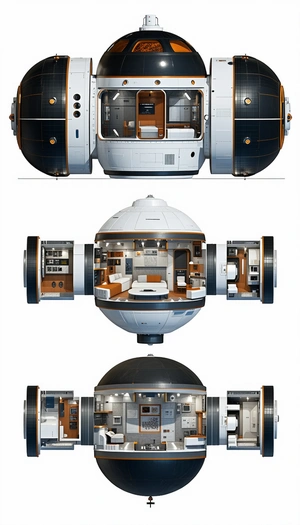 A Series Of Three Different Spaceships Are Shown In A Row