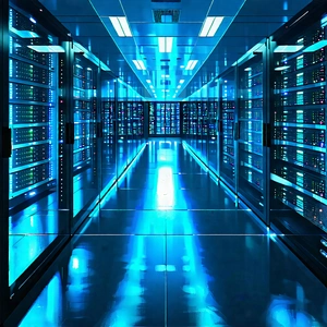 Tech Matte Painting: Futuristic Server Room With Large, Blue-lit