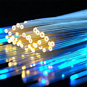 Close-up Of Fiber Optic Cables With Close-up Blue
