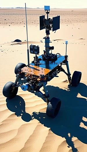 A Large Robotic Vehicle With A Distinctive Orange And Black Color Scheme