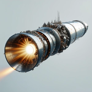 A Large Blue And White Spacecraft Is Shown In A Close-up View