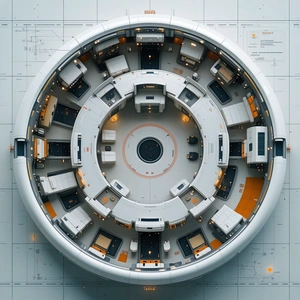 In The Image, There Is A Large, Round, White Structure With A Central Hole