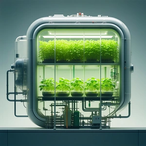 A Large, Green, Glass-walled Structure Filled With Numerous Potted Plants