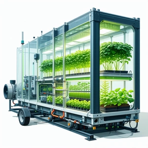 A Large, Modern Greenhouse With A Variety Of Plants Inside
