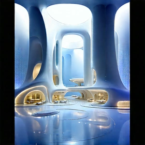 Futuristic Innovation Hub With Futuristic, Blue-lit