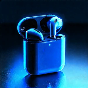 Wireless Earbuds With User Interface With Blue Case