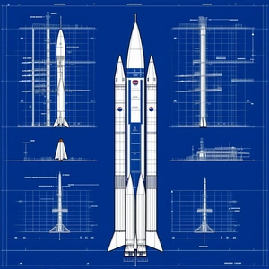 A Blue Diagram Shows The Different Parts Of A Rocket