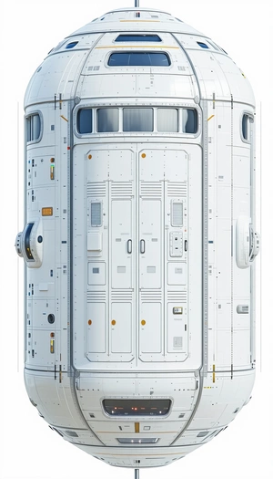 A Large White Space Shuttle Is Shown In A 3d Model
