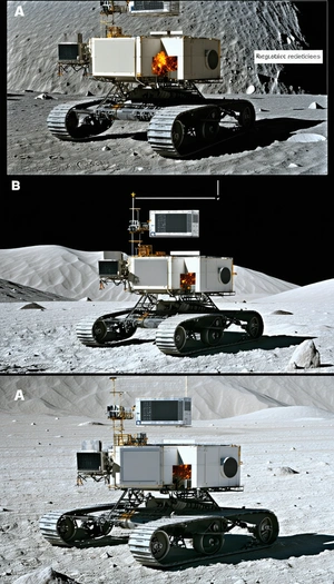 The Image Is A Collage Of Three Different Pictures Of A Rover On The Moon