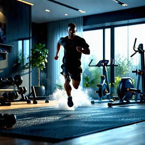 Lifestyle Digital Illustration: Running in home gym