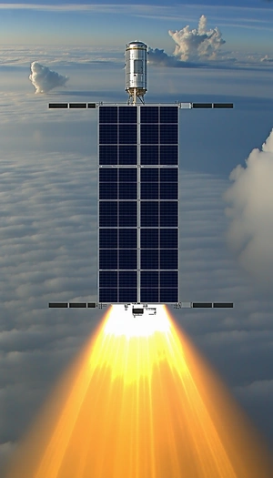 A Rocket Launching Into The Sky, With A Bright Light Emanating From The Bottom Of The Rocket