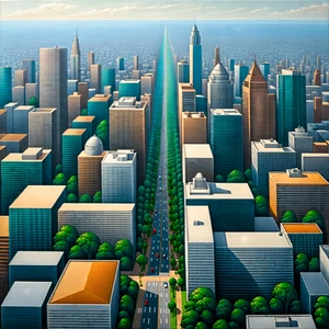 Urban Acrylic Painting: Aerial View Of (city:1.13) Blocks With Painting City