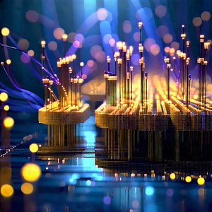 Close-up Of Fiber Optic Cables With Image, There