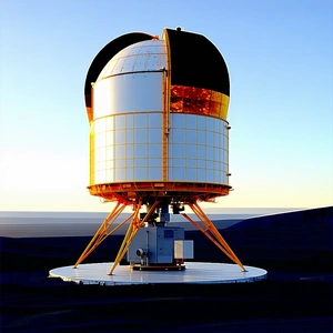 A Large, Round, Yellow And White Dome Structure, Which Appears To Be A Satellite Dish