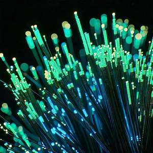 Close-up of fiber optic cables