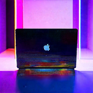 Laptop With Streaming Content With Black Apple
