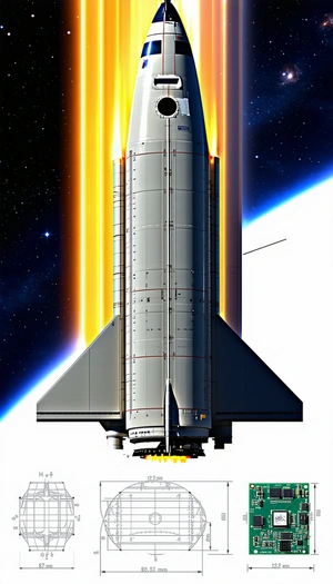 A Rocket Ship Is Shown In A Space Scene