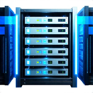 Server Rack With Holographic Projection With Large Server