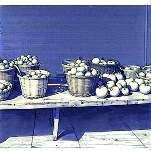 Urban Ink Drawing: Urban Farmers Market Scene With There Several