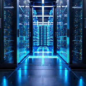 Server Rack With Holographic Projection With Large Computer