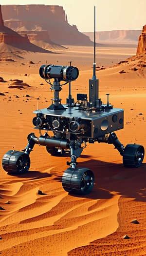 A Futuristic Robotic Vehicle With A Large Wheel In The Center, Surrounded By Smaller Wheels