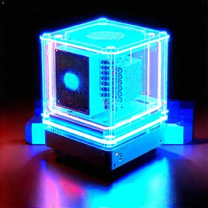 Quantum Computer With Neon Accents With Blue Blue
