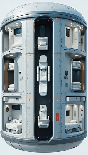 A Futuristic Space Ship Is Shown In A Three-dimensional View