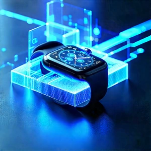 Smart Watch With Holographic Display With Black Blue