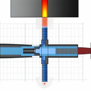 A Blue And Red Object Is Shown In A White Drawing
