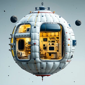 A Large White Sphere With A Window On The Side