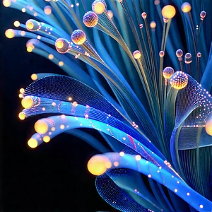 Close-up of fiber optic cables