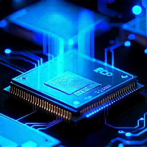 Microchip with blue light (glow:1.41)