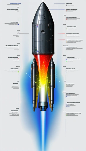 A Large Rocket Is Shown In A Diagram, With Its Various Components Labeled