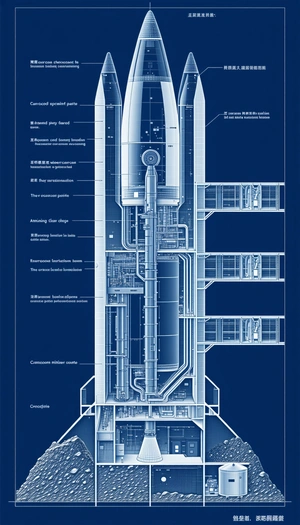 A Blue Diagram Shows The Inside Of A Space Shuttle