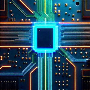 Circuit board with neon accents