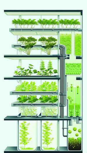 A Large, Multi-tiered Plant Growing System, Which Is Filled With Various Plants